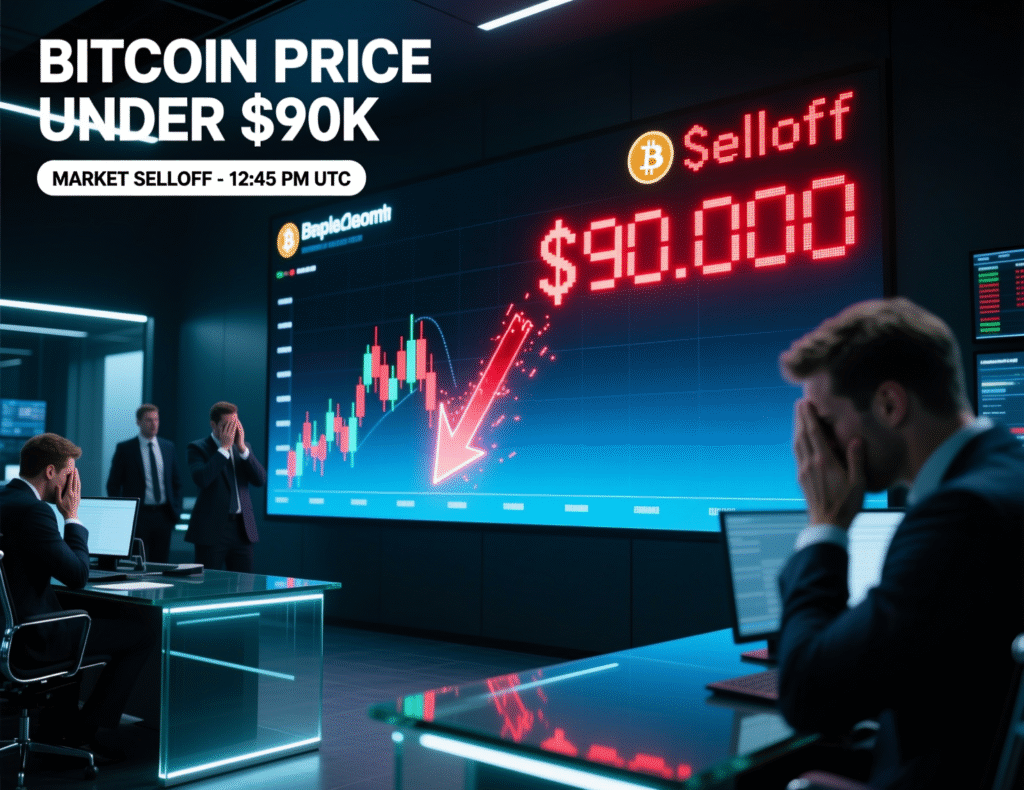 “Bitcoin price chart showing sub-$90k intraday move”