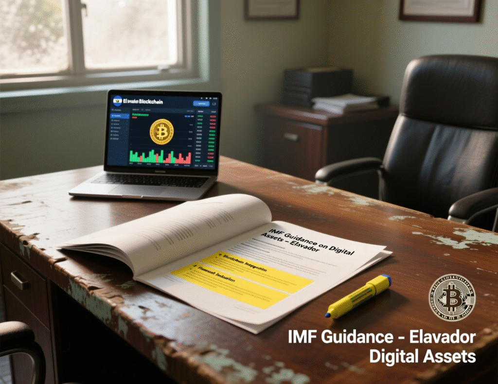 “IMF headquarters with digital-asset oversight theme”
