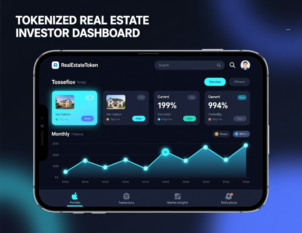 Tokenized real-estate app showing investor dashboard