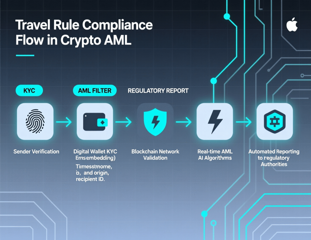 Travel rule and on-chain monitoring flow using AI-driven compliance tools