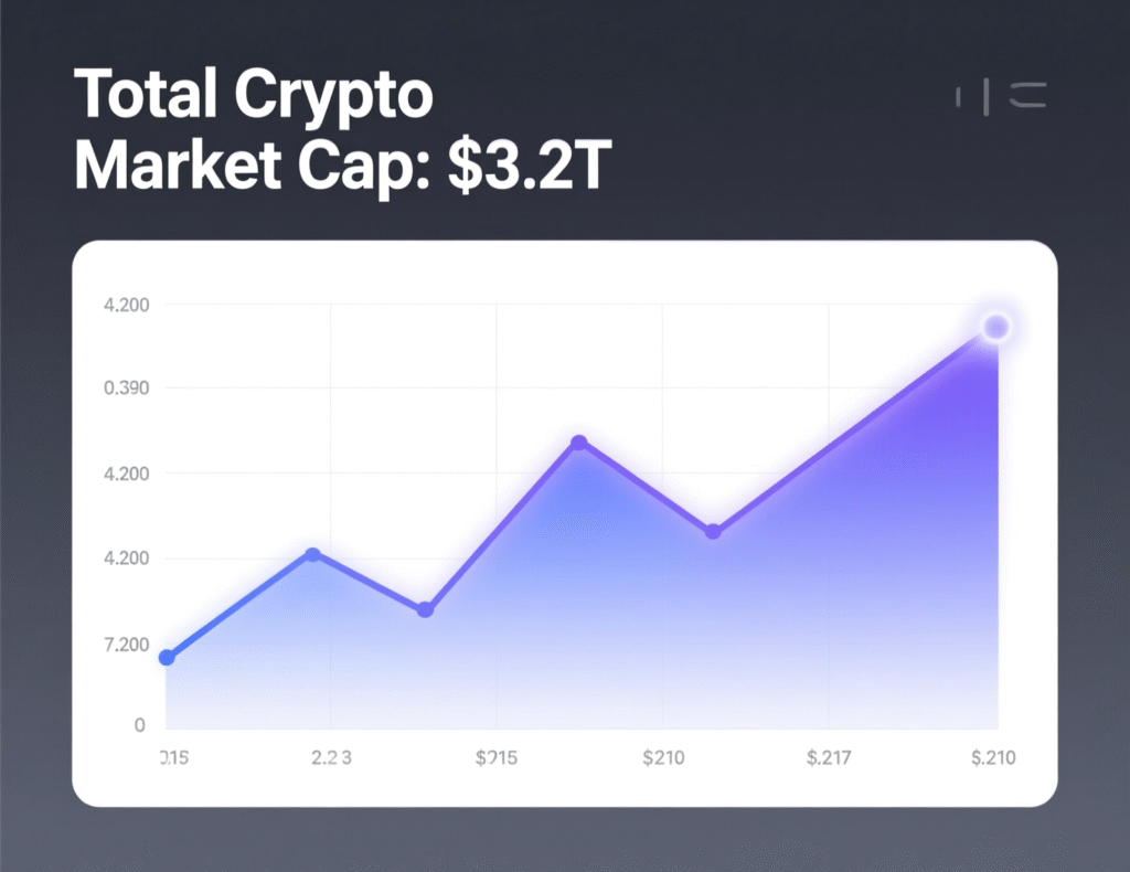 “Total crypto market cap falling from ~$4.3T to ~$3.2T”