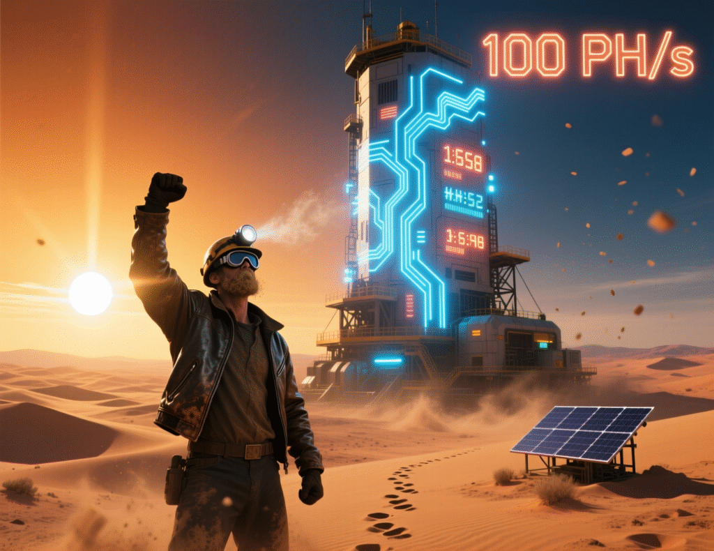 “Home mining rig representing small hashrate success”