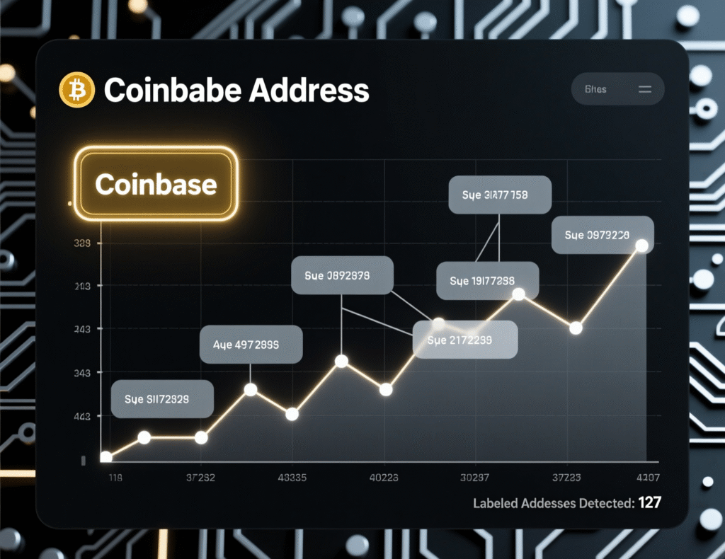 “Screenshot concept of Coinbase-labeled addresses on a blockchain explorer”