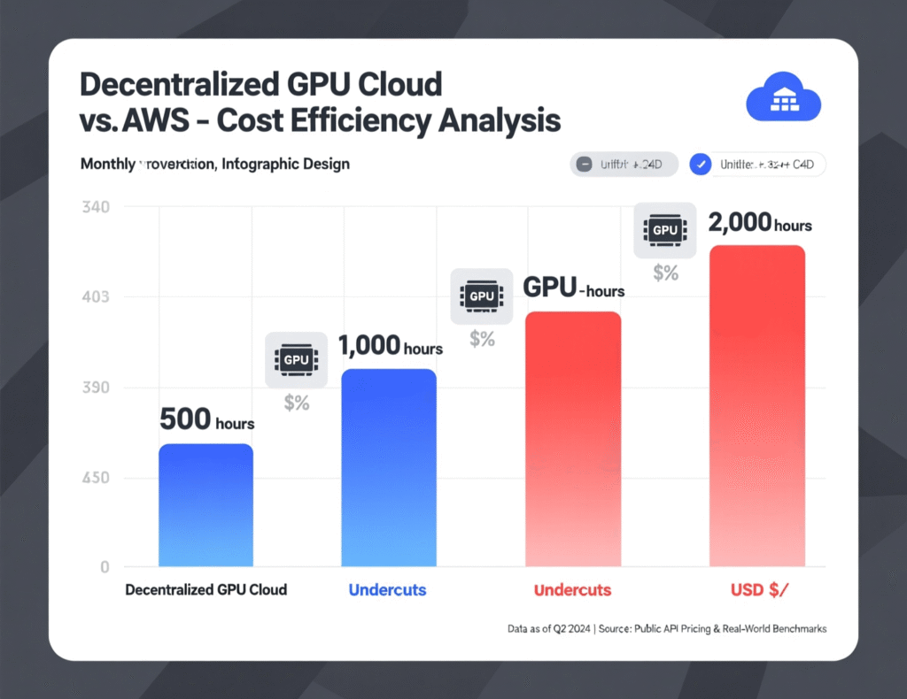 Decentralized GPU Cloud: The 2025 Buyer’s Guide for AI & Rendering 2 Cost comparison chart of decentralized GPU cloud vs AWS and GCP for LLM inference