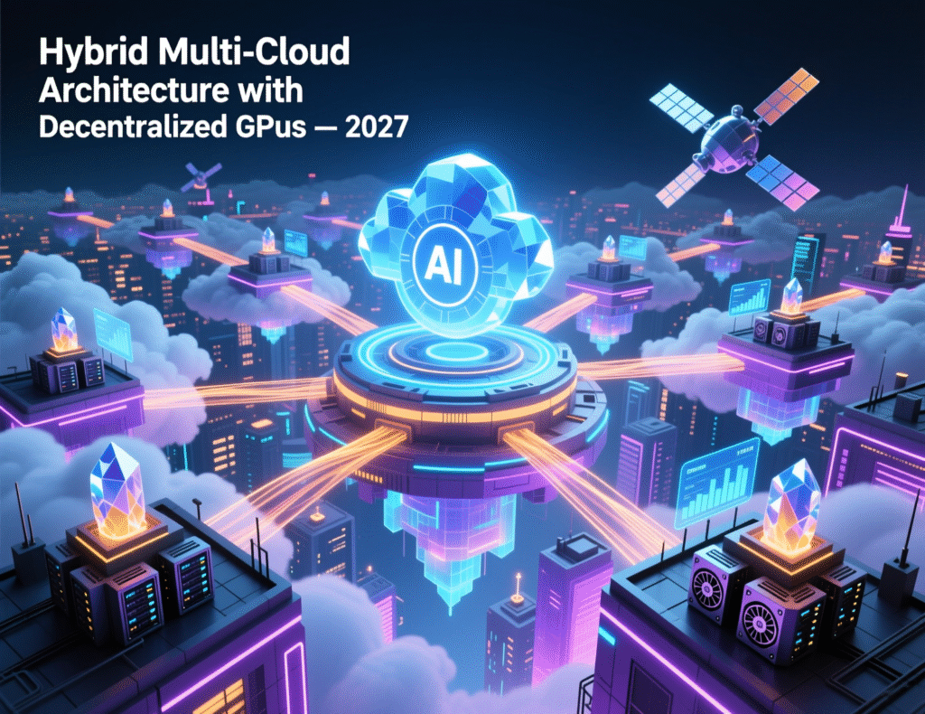 Decentralized GPU Cloud: The 2025 Buyer’s Guide for AI & Rendering 5 Hybrid multi-cloud architecture showing centralized cloud and decentralized GPU cloud integration