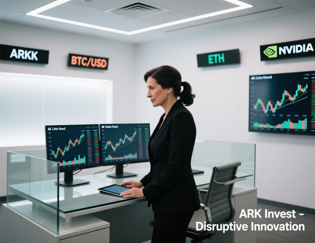 “Cathie Wood at ARK Invest trading floor”