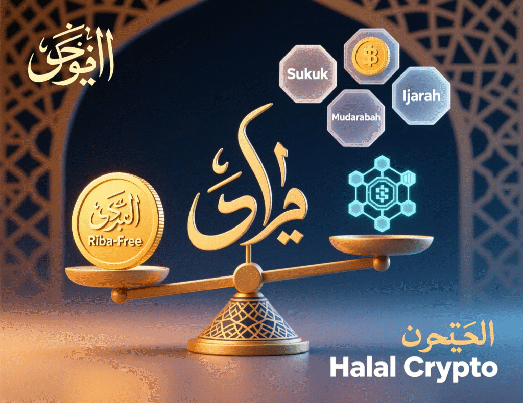 Diagram showing how cryptocurrency fits into Islamic finance categories of money, asset and commodity