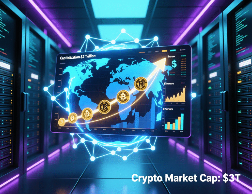 Bitcoin Rebounds Past $91K as XRP ETFs Continue to Grab Attention 3 Crypto market cap recovery graphic near $3 trillion