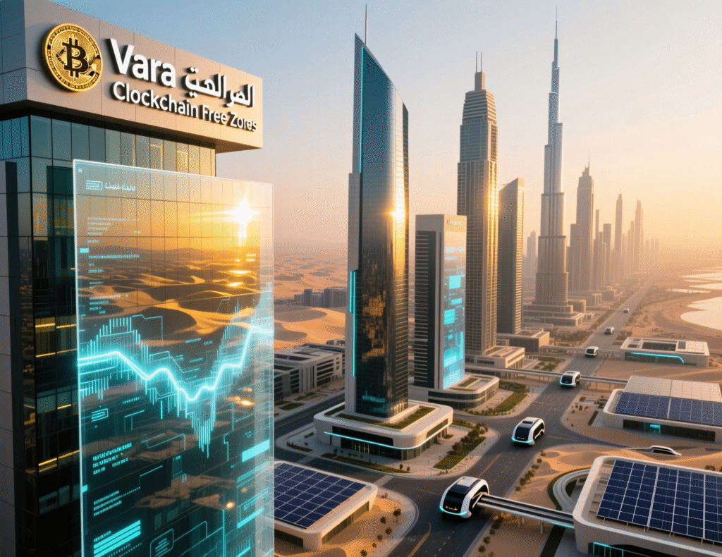 Top 5 Crypto Friendly Countries in the Middle East 2025 2 Illustration of Dubai and Abu Dhabi skyline showing VARA, ADGM and key crypto free zones.