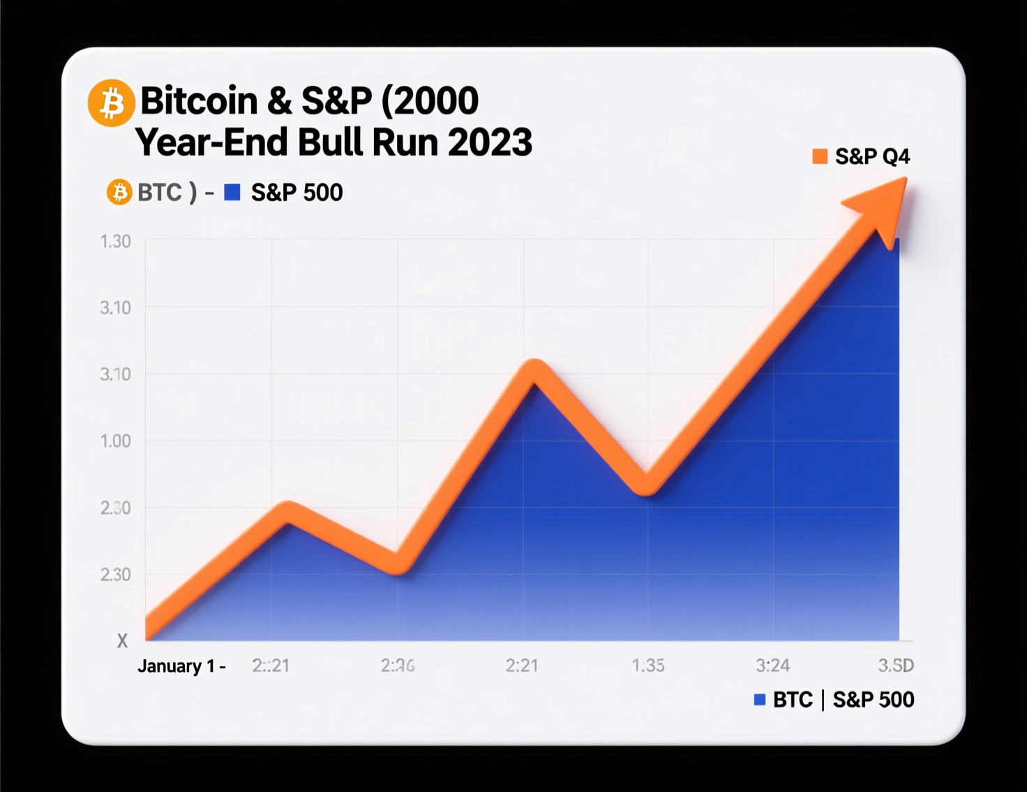 Chart showing signals for a bitcoin and S&P 500 year-end bull run