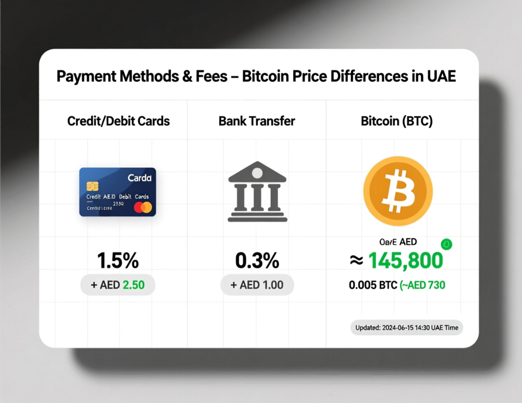 How to Buy Bitcoin in UAE (Step-by-Step 2025 Guide) 4 Comparison of card, bank transfer and P2P payment methods to buy Bitcoin in the UAE