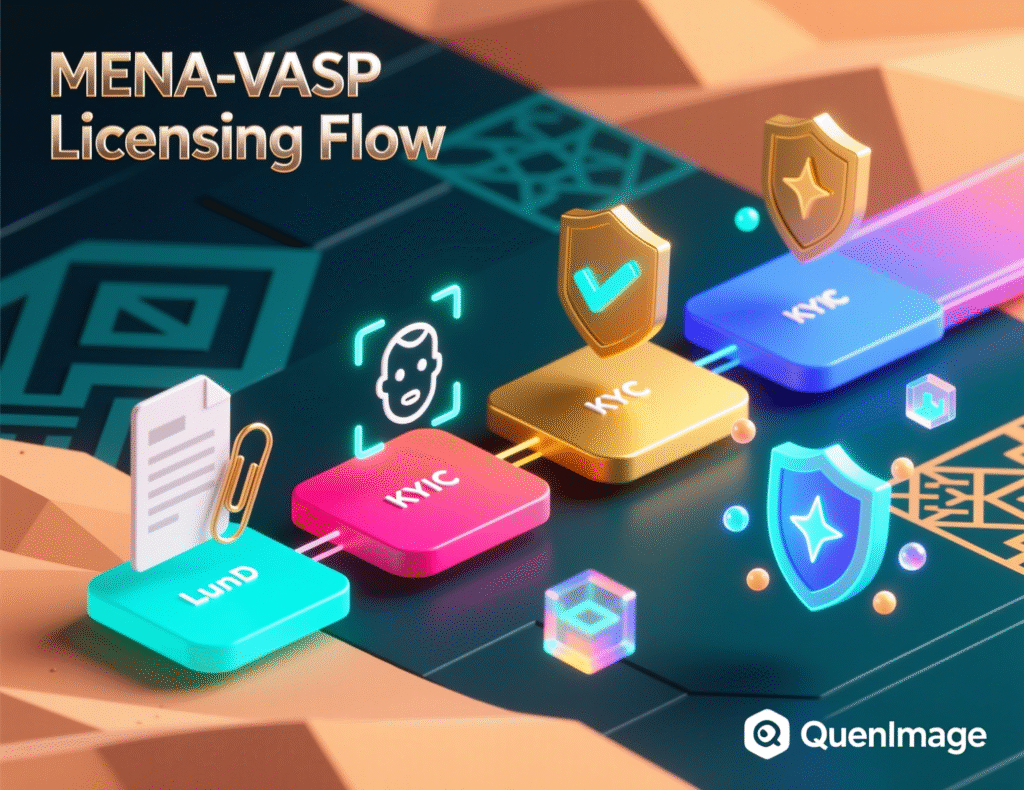 Middle East Crypto Regulations 2025: Investor Guide 3 Flow diagram of MENA virtual asset service provider licensing steps