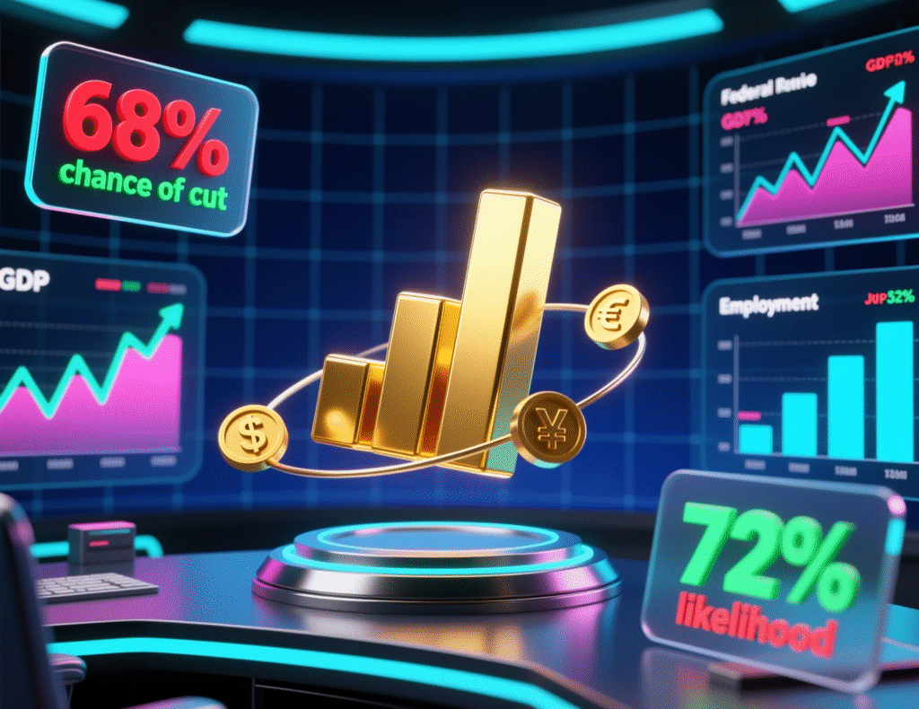 Gold climbs to six-week high driven by risk-off sentiment 3 Traders watching Fed rate cut odds on market screens