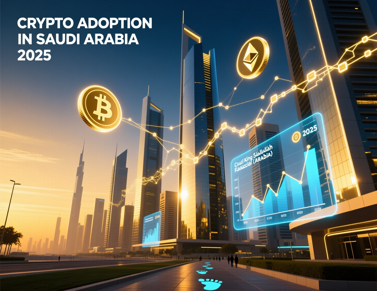 Crypto adoption in Saudi Arabia 2025 with Riyadh fintech skyline