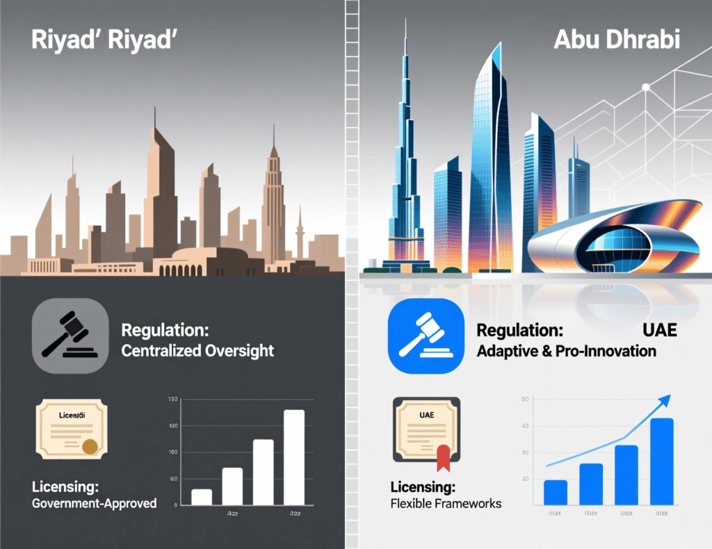 Comparison of Saudi Arabia vs UAE crypto regulation and hubs