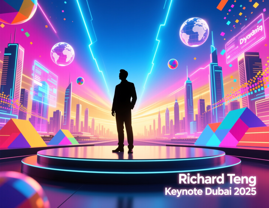 “Richard Teng delivering keynote at Binance Blockchain Week 2025 in Dubai”