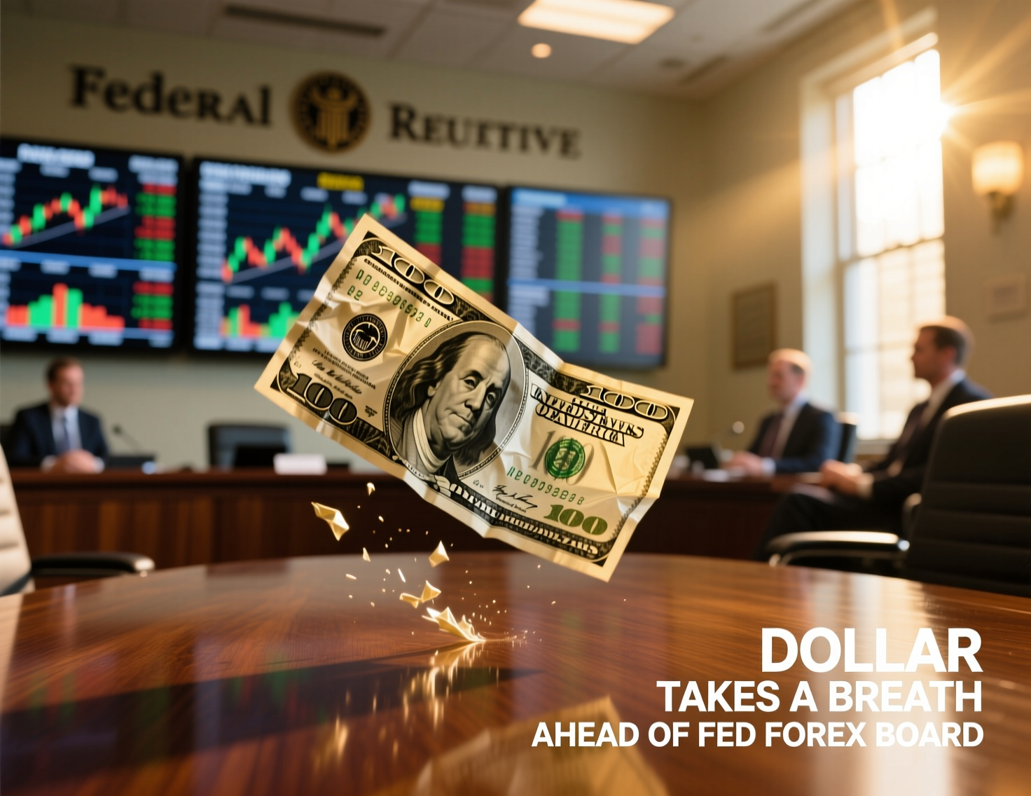 Traders watch screens as the dollar takes a breather ahead of Fed