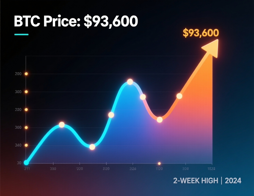 Bitcoin price chart showing rebound toward $94,000