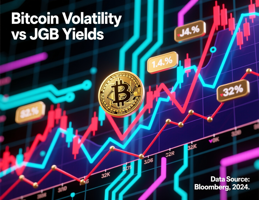 Bitcoin price chart alongside Japanese bond yield moves