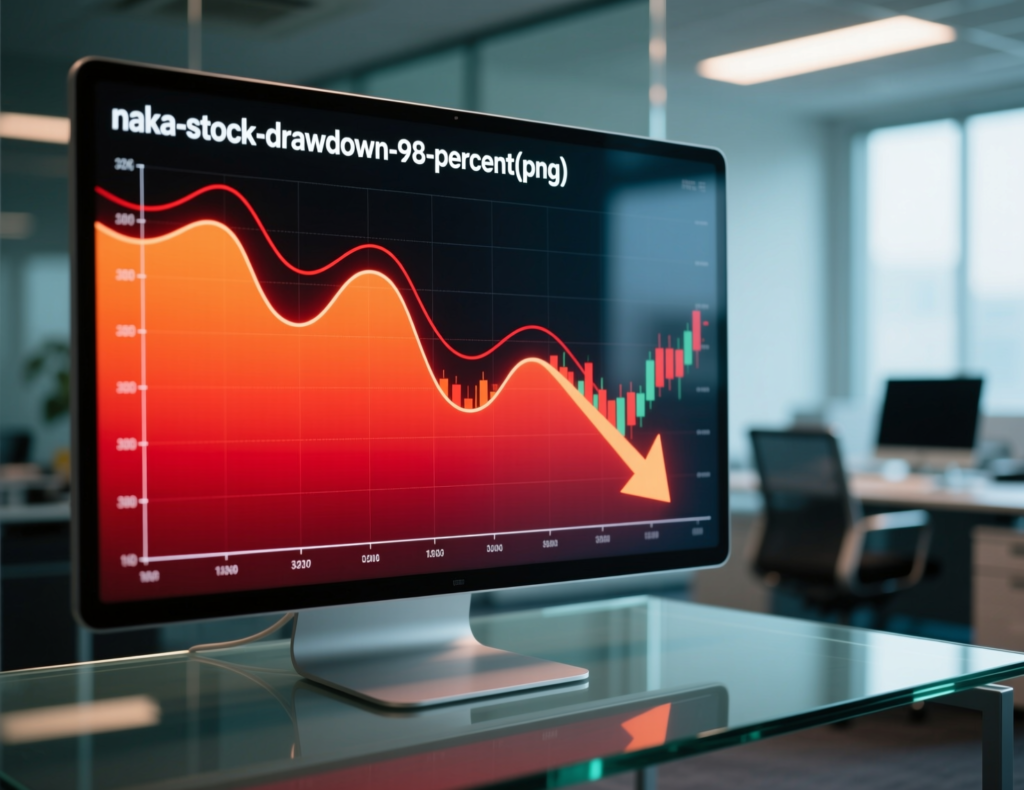 “NAKA share price drawdown compared with Bitcoin”