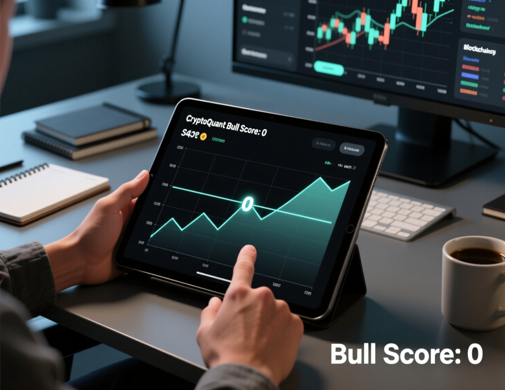 ETH ADA XRP lead gains as Bitcoin edges higher on Fed cut bets 3 “CryptoQuant Bull Score at zero on a line chart”