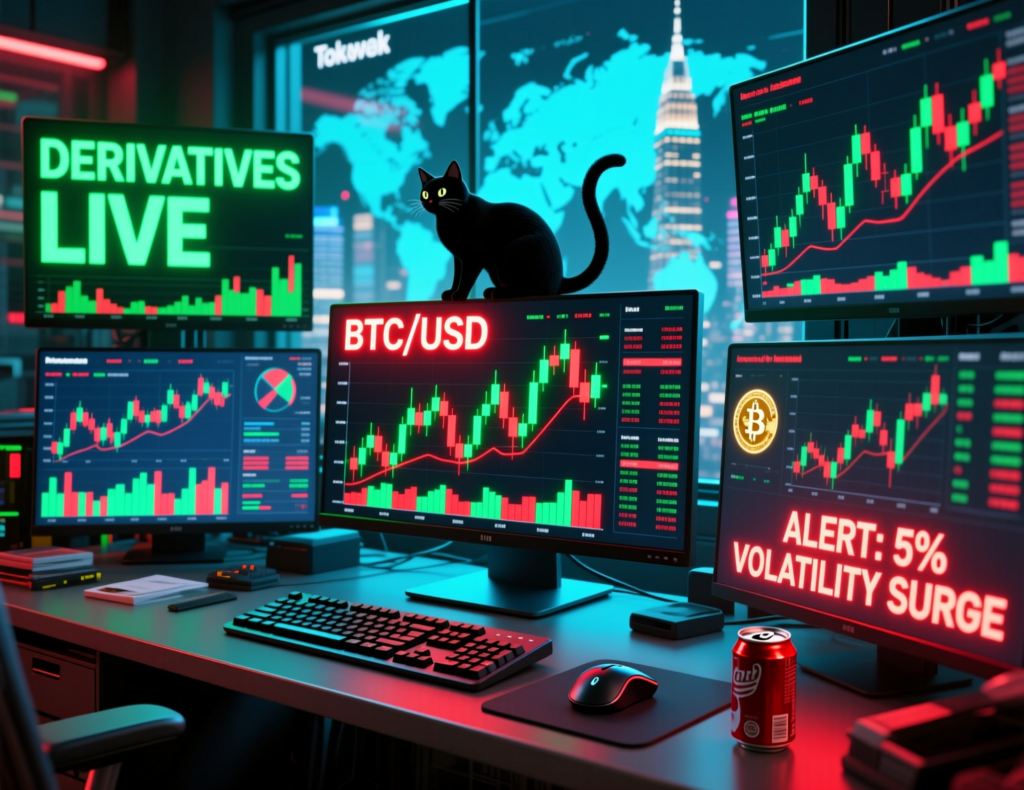 “Trader monitors crypto derivatives funding and open interest”