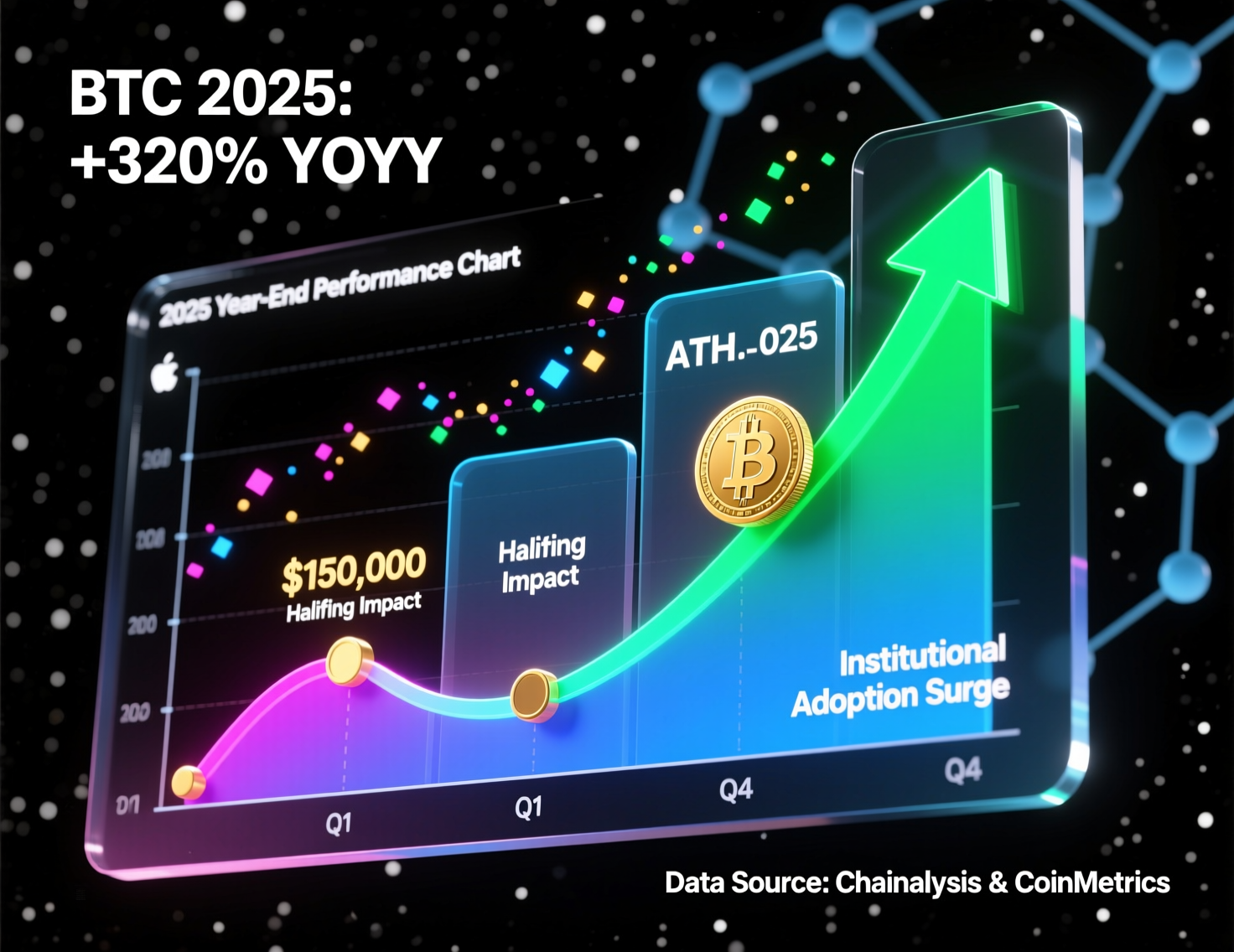 “Chart showing bitcoin 2025 year-end performance versus prior months”
