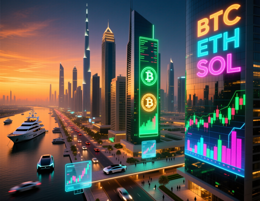 Dubai skyline illustrating crypto tax free country for investors