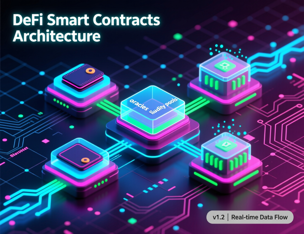 Diagram showing how DeFi smart contracts automate trading logic