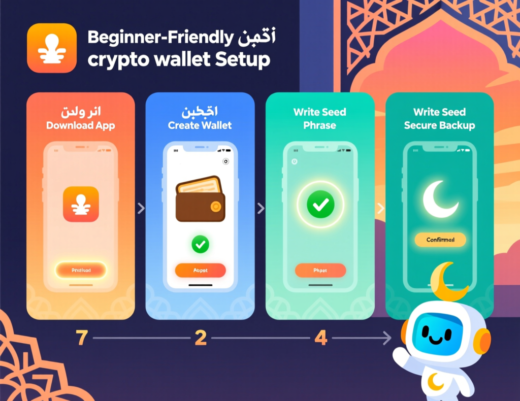 Step-by-step beginner crypto wallet setup for Arabic speakers
