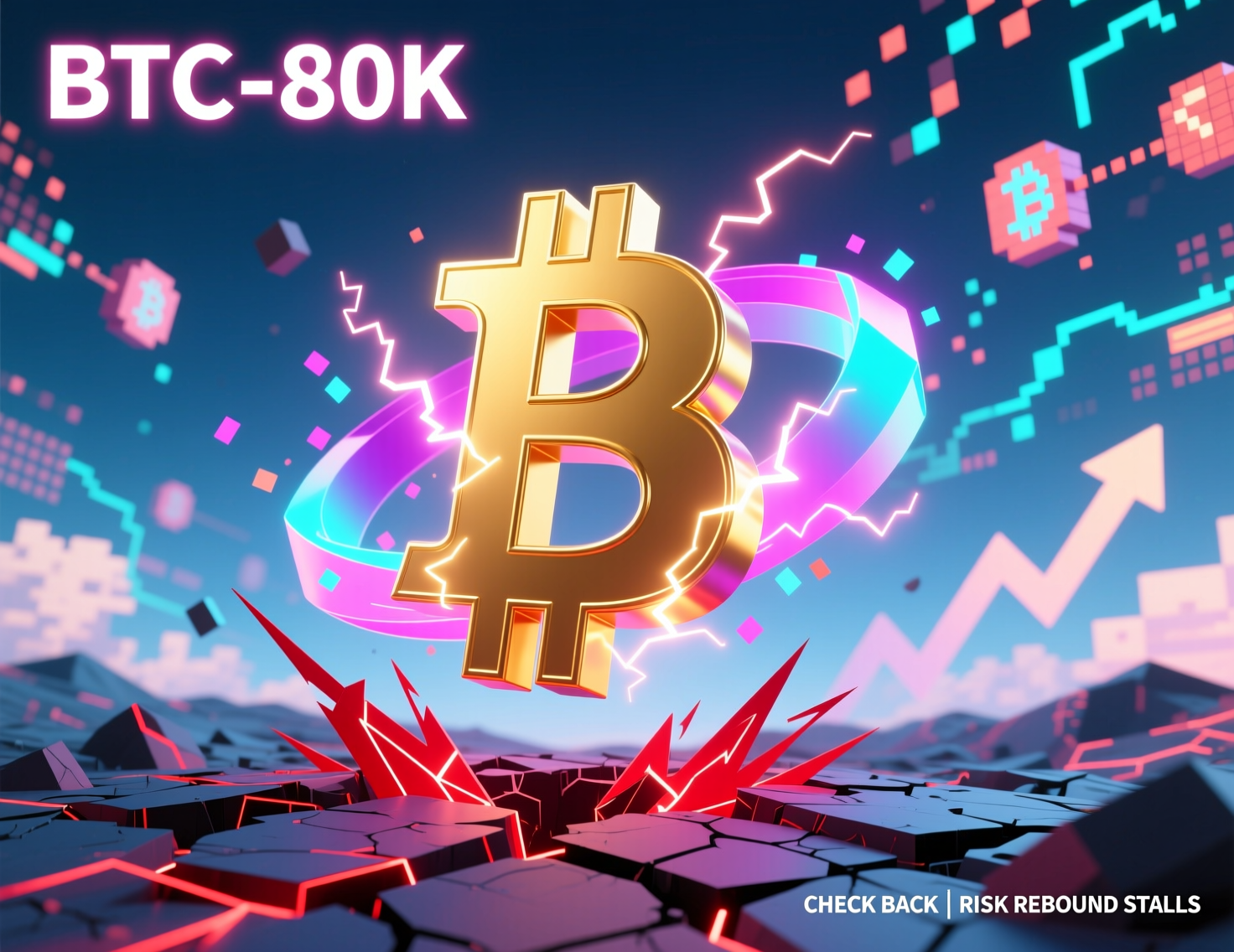 “Chart showing BTC $80K check-back risk as Nasdaq stalls”