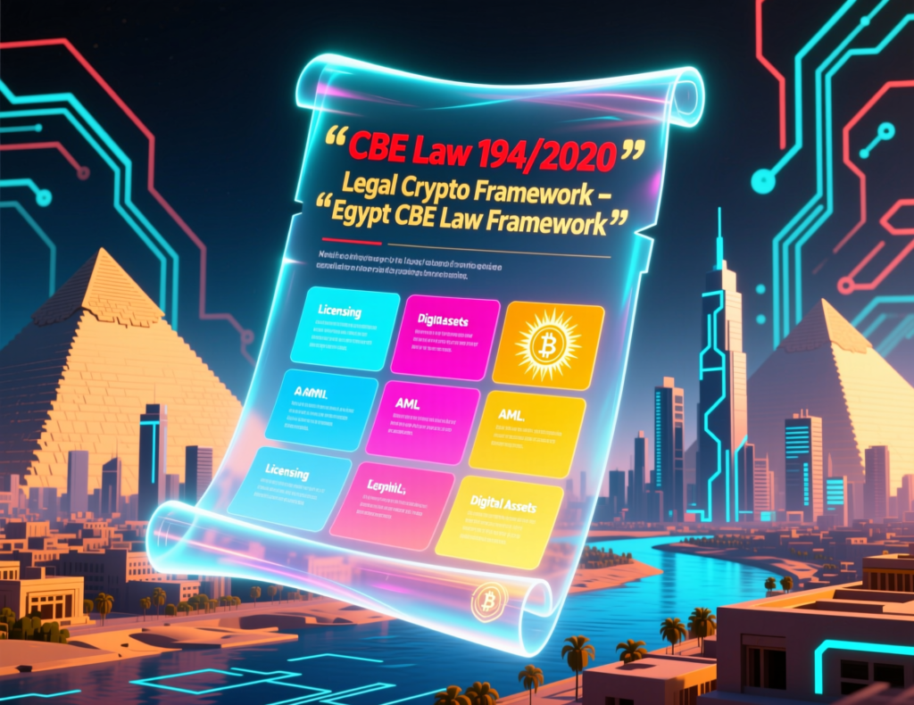 Diagram of Central Bank of Egypt cryptocurrency law showing restricted Bitcoin trading routes