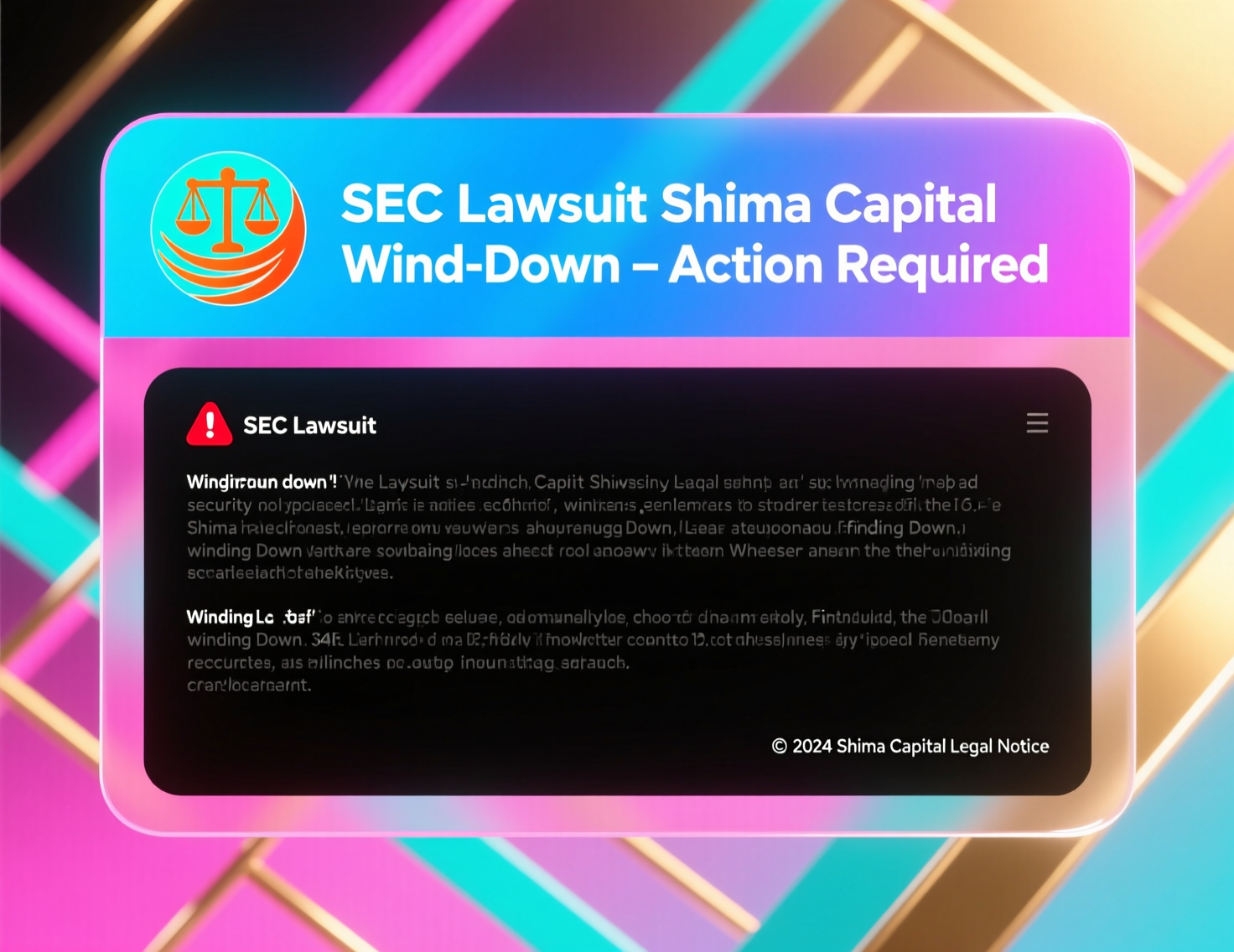 “SEC lawsuit Shima Capital wind-down” email screenshot shared on X (unverified)