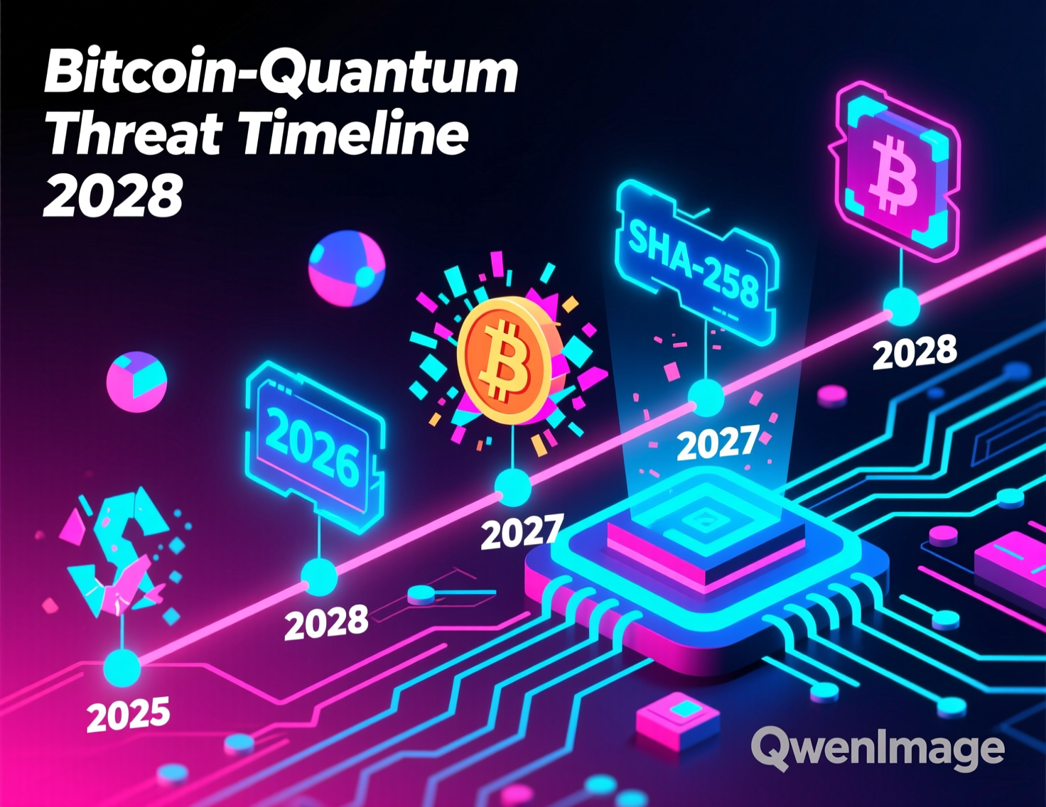 “Chart illustrating the Bitcoin quantum threat 2028 timeline and risk scenarios”