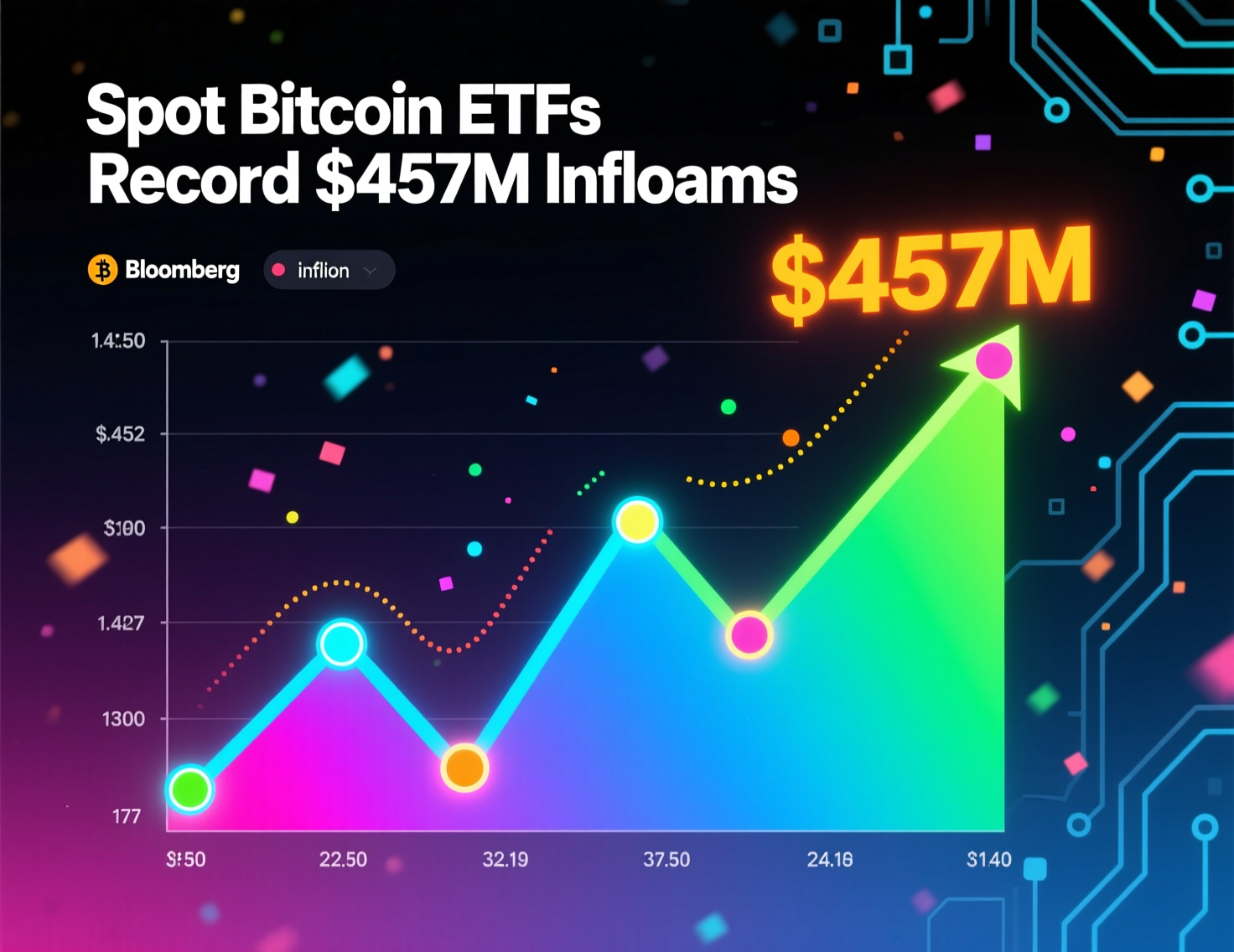 “Spot Bitcoin ETFs record $457M inflows chart”