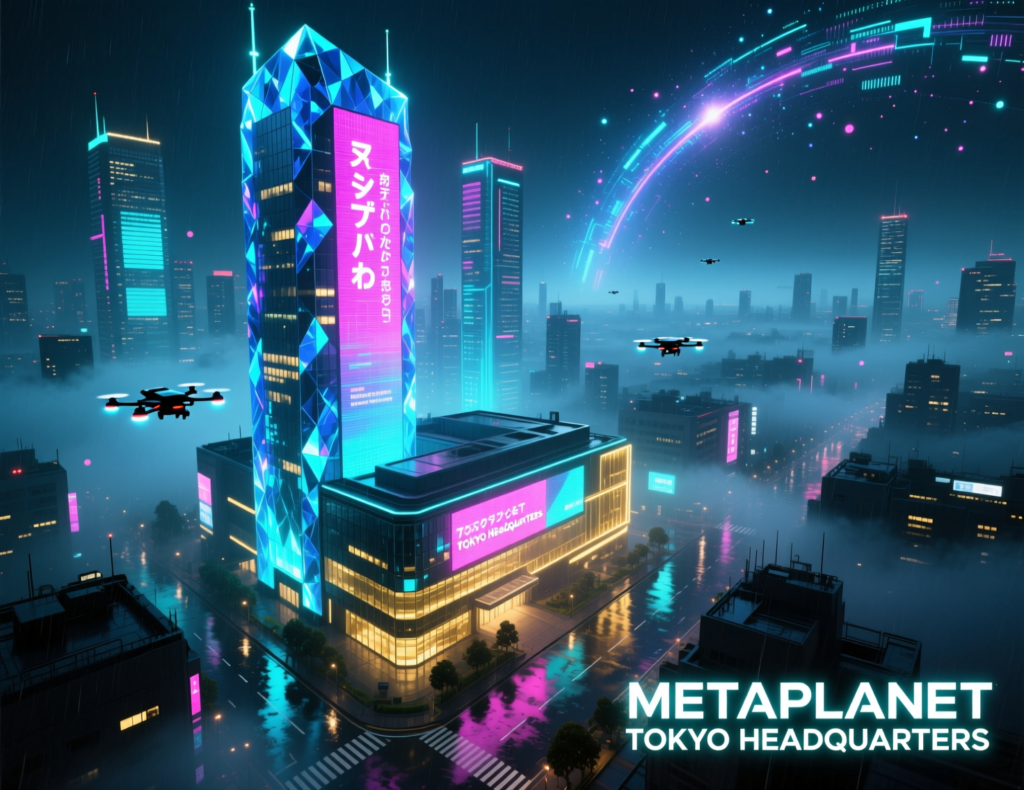 “Metaplanet Tokyo office exterior at night”