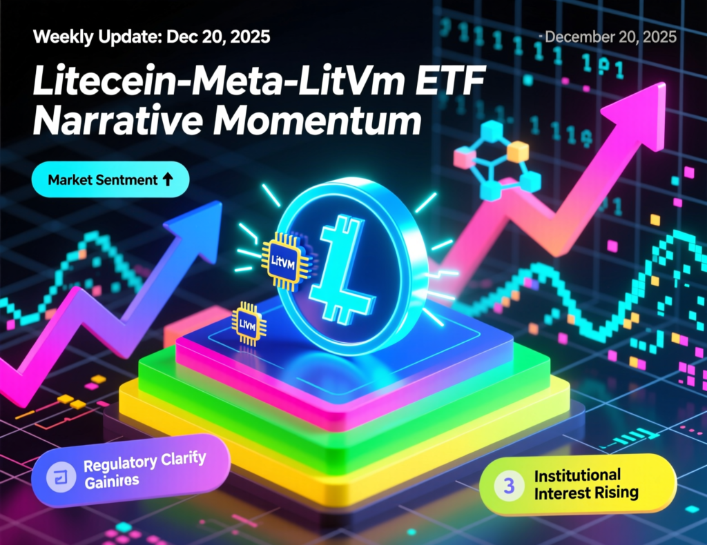 “Conceptual illustration of Litecoin ecosystem with Layer-2, ETF and institutional adoption themes for weekly update”