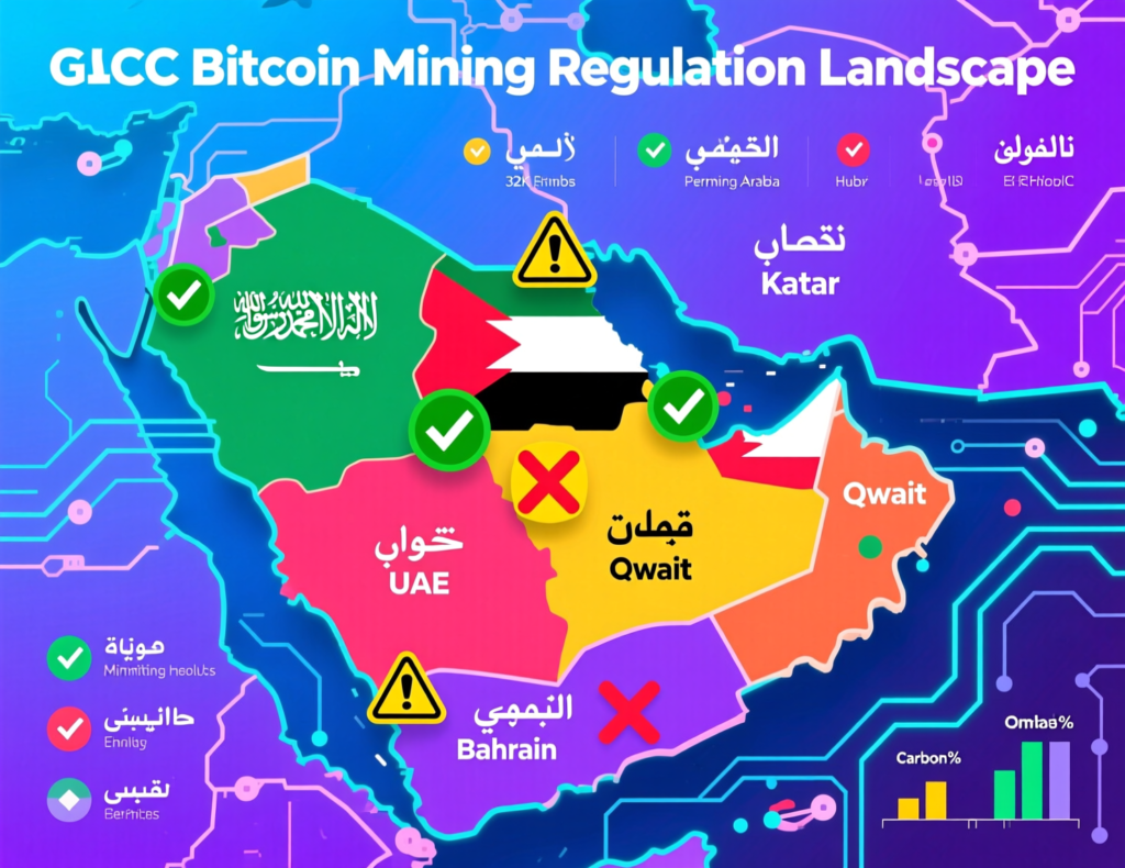 GCC bitcoin mining regulation overview map