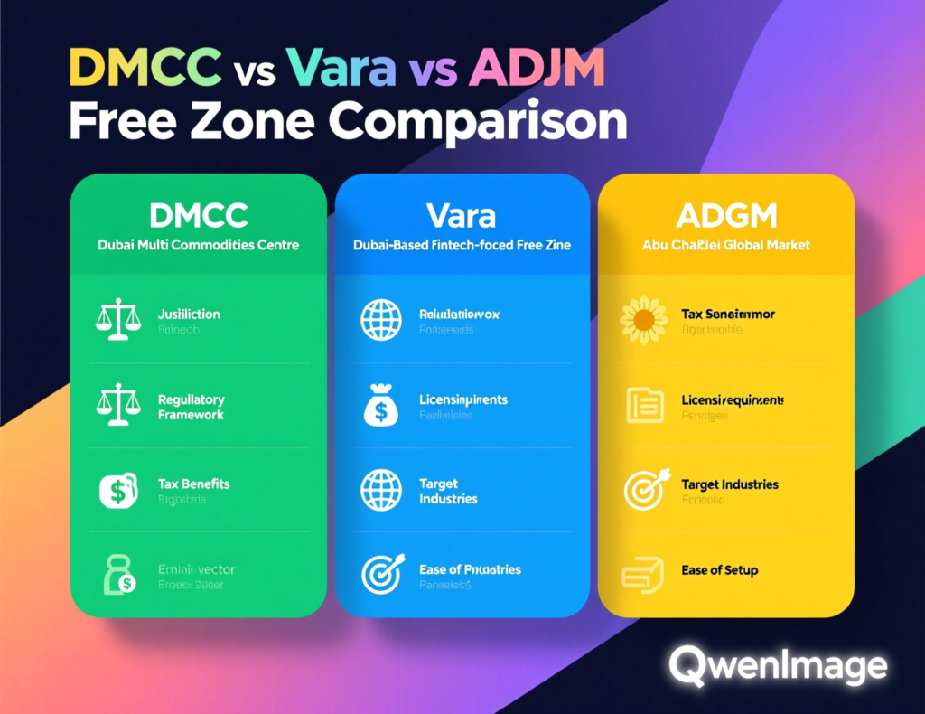 Crypto License in Dubai: Complete VARA & DMCC Guide 3 Comparison matrix of DMCC, VARA and ADGM options for a crypto license in Dubai
