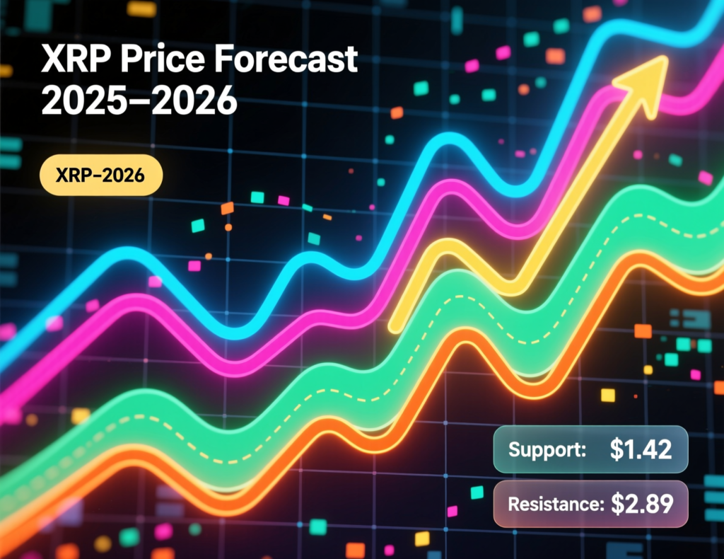 XRP price showing range and moving averages into 2026