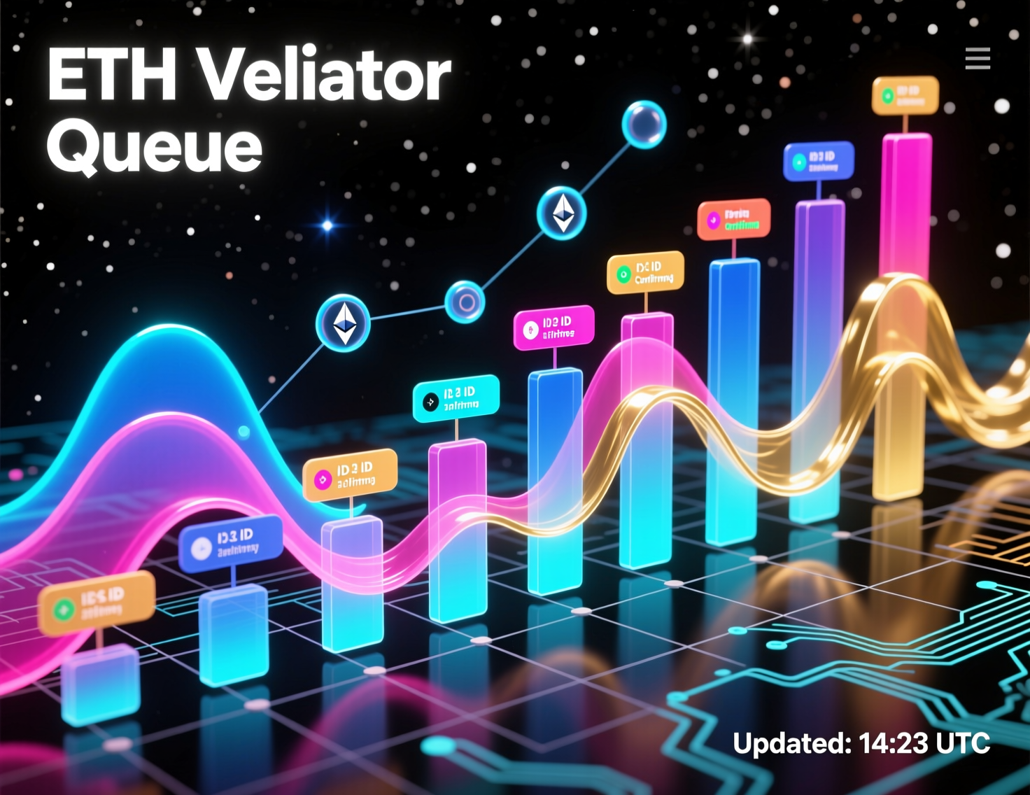 “Real-time chart of the Ethereum validator entry queue versus exits”