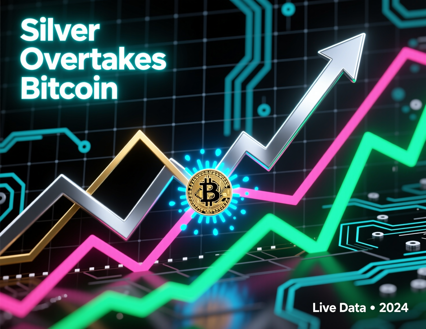 “Silver overtakes bitcoin on volatility” comparison chart