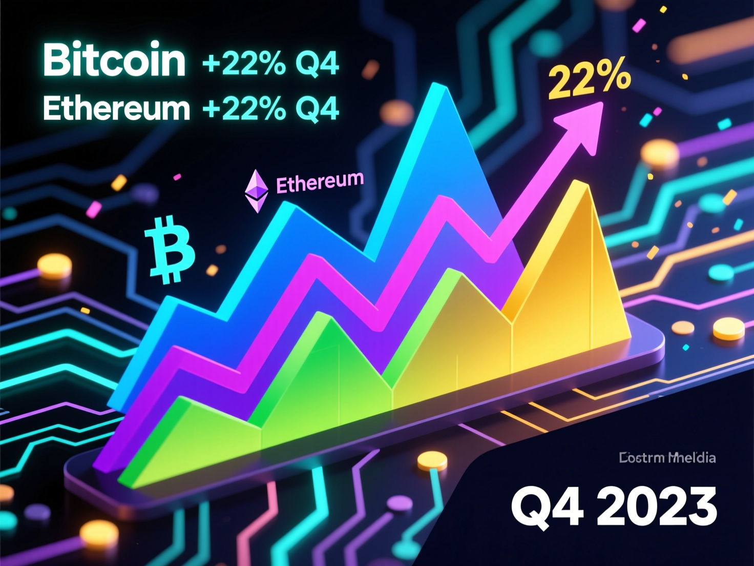 “Chart showing bitcoin ether drop more than 22% in Q4 versus prior quarters”