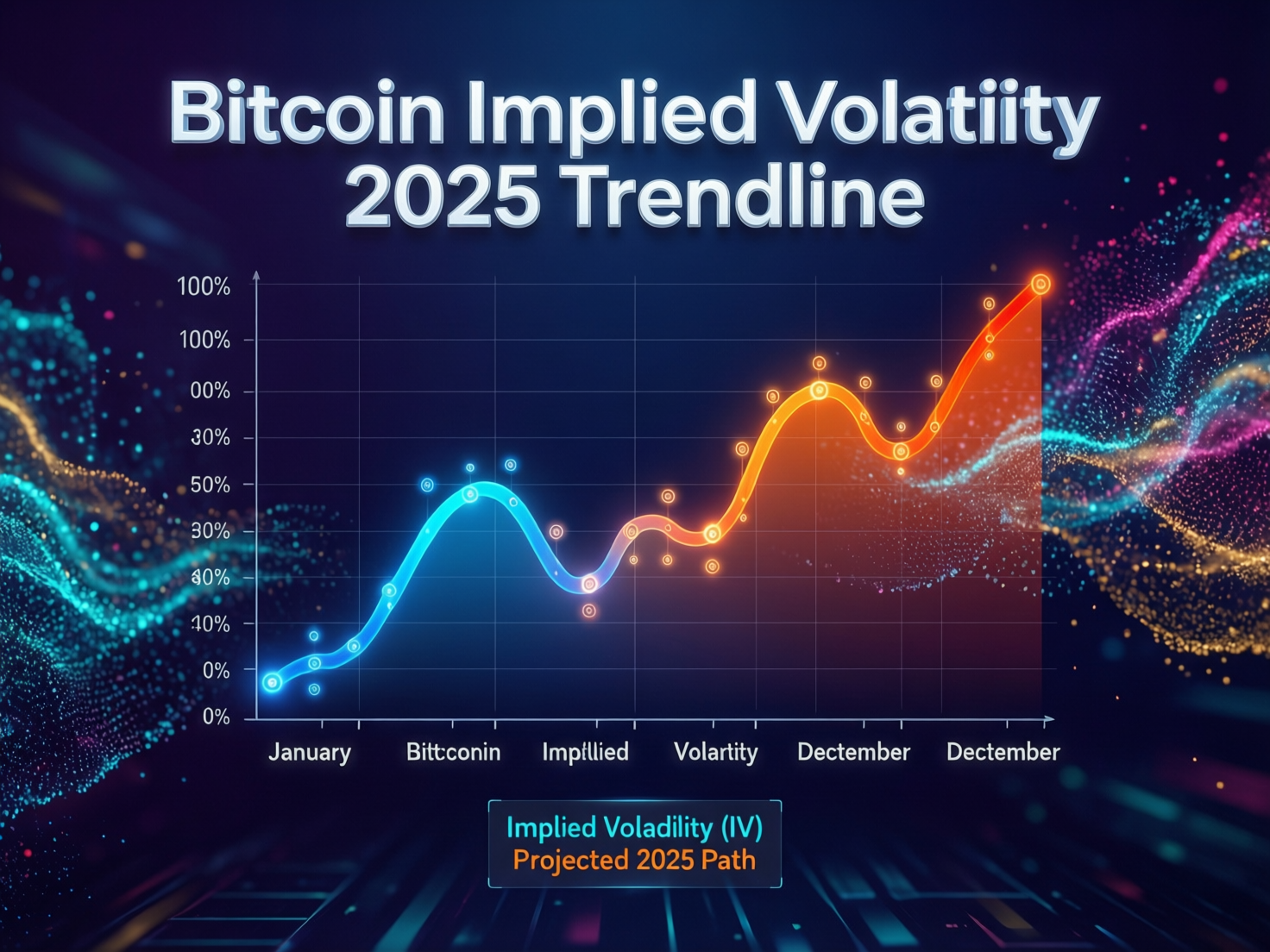 “Chart of bitcoin implied volatility 2025 falling from ~70% to ~45%”