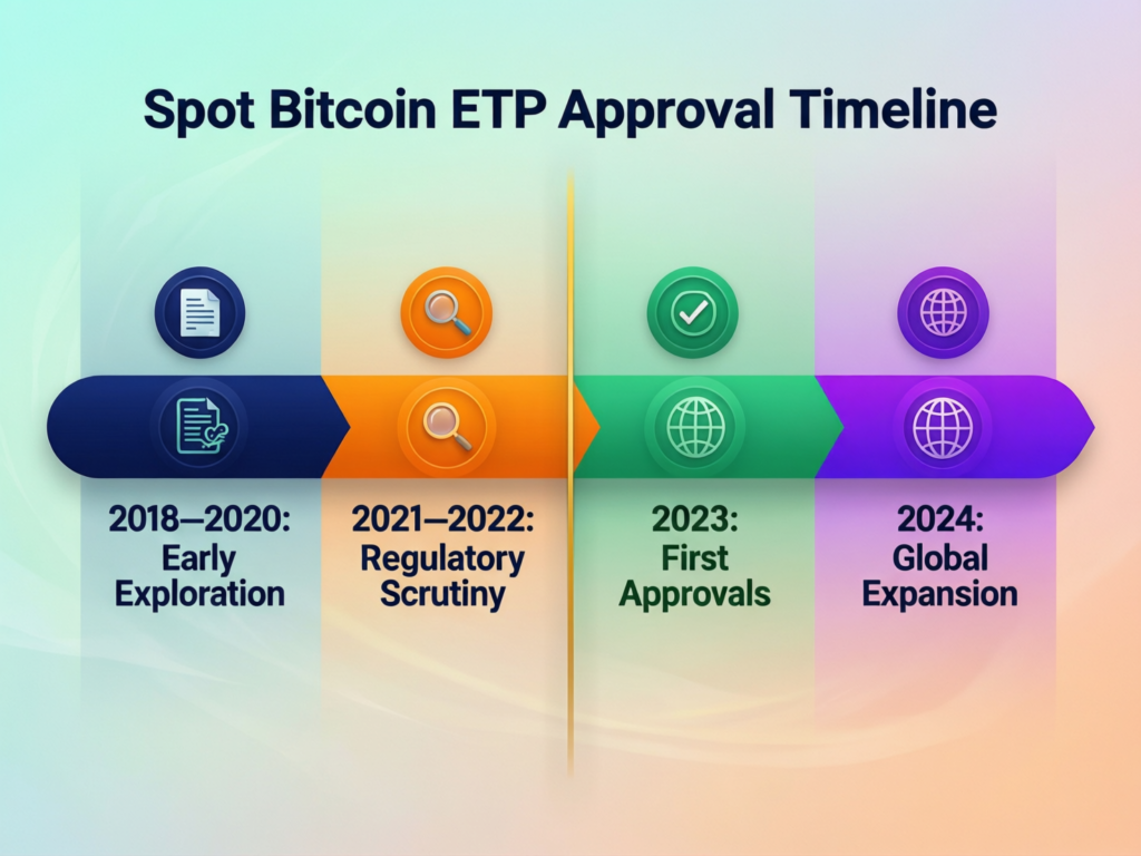 Timeline of SEC spot Bitcoin ETP approvals and guidance