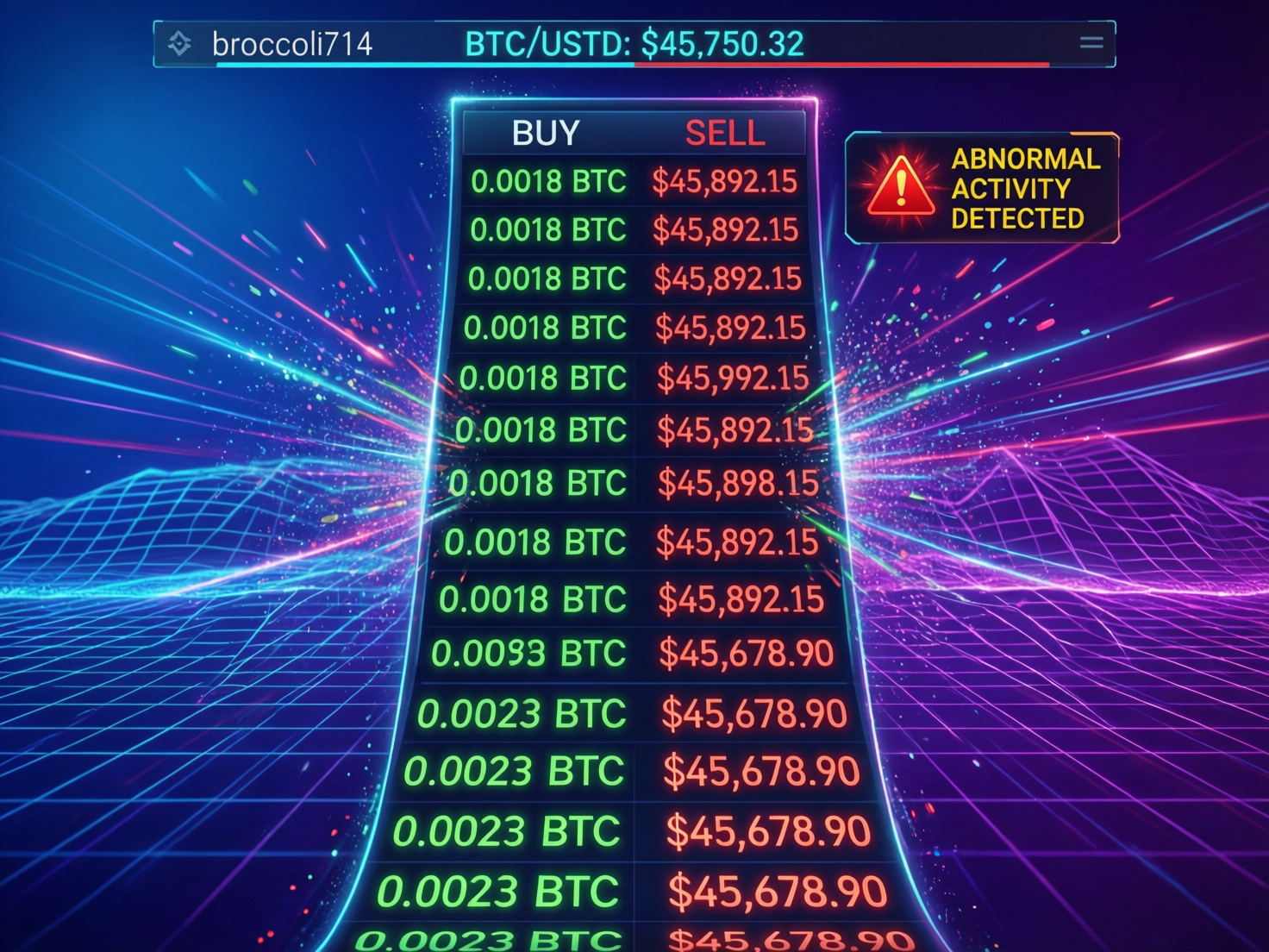 “Order book showing BROCCOLI714 Binance abnormal activity depth”