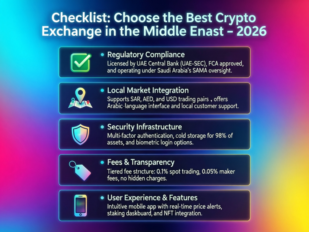 Checklist to choose the best crypto exchange in the Middle East in 2026
