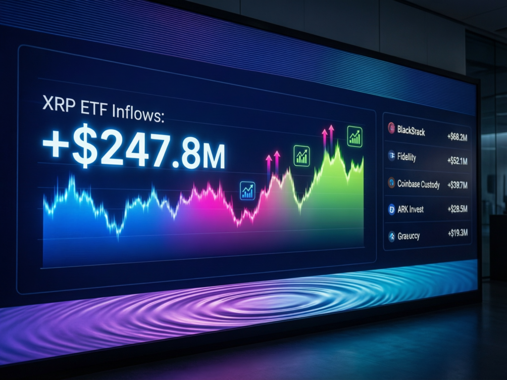 XRP ETF inflows highlighted on market screen