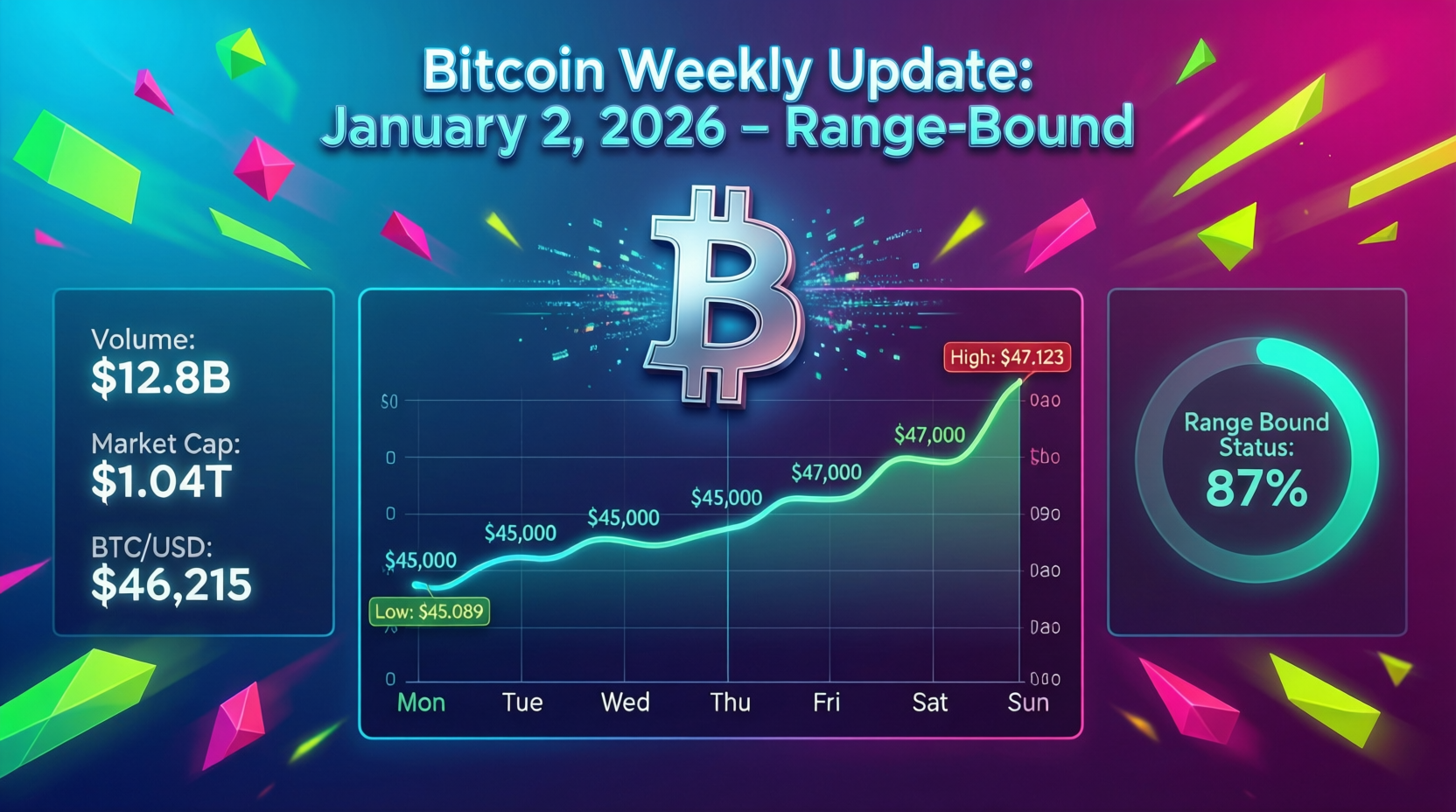 “Bitcoin weekly update 2 Jan 2026 – BTC price consolidating around $89K in tight range”