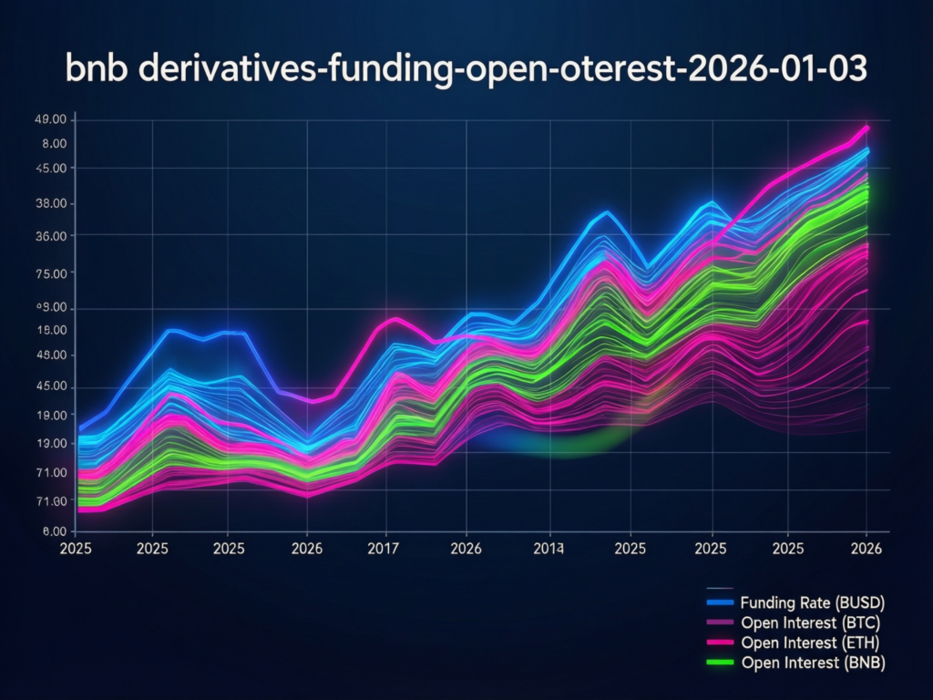 BNB Weekly Update (Jan 3, 2026): Binance Coin Price Analysis, Key Levels & Market Outlook 4 “Conceptual graphic of BNB derivatives, showing balanced funding and moderate open interest in crypto markets”